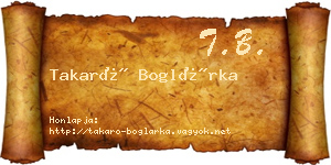 Takaró Boglárka névjegykártya